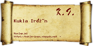 Kukla Irén névjegykártya